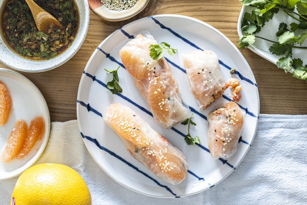 Florida Grapefruit And Salmon Tartar Rolls